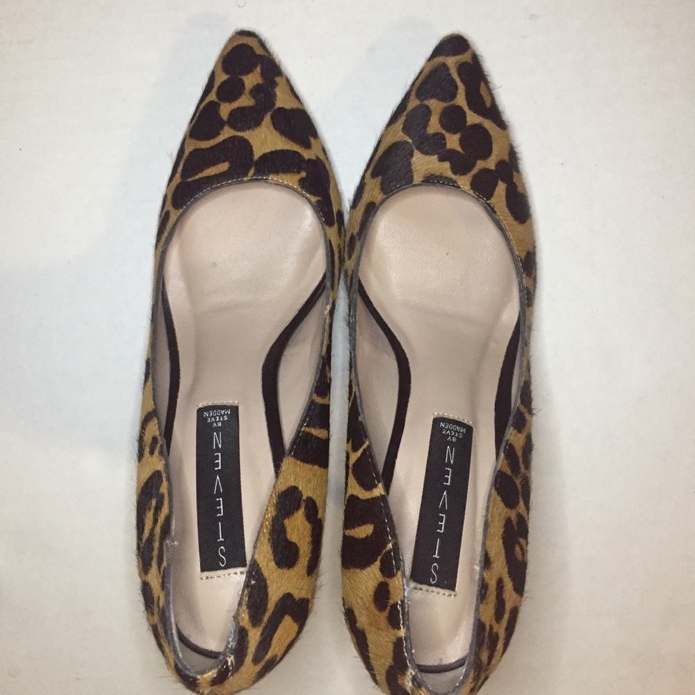 Steven By Steve Madden Calf Hair Leopard Pumps S/7 - Picture 9 of 11
